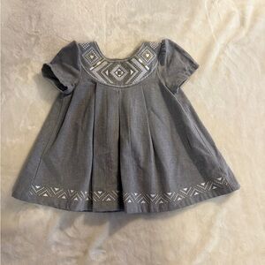Tahari Baby Girl Grey Embroidered Boho Dress